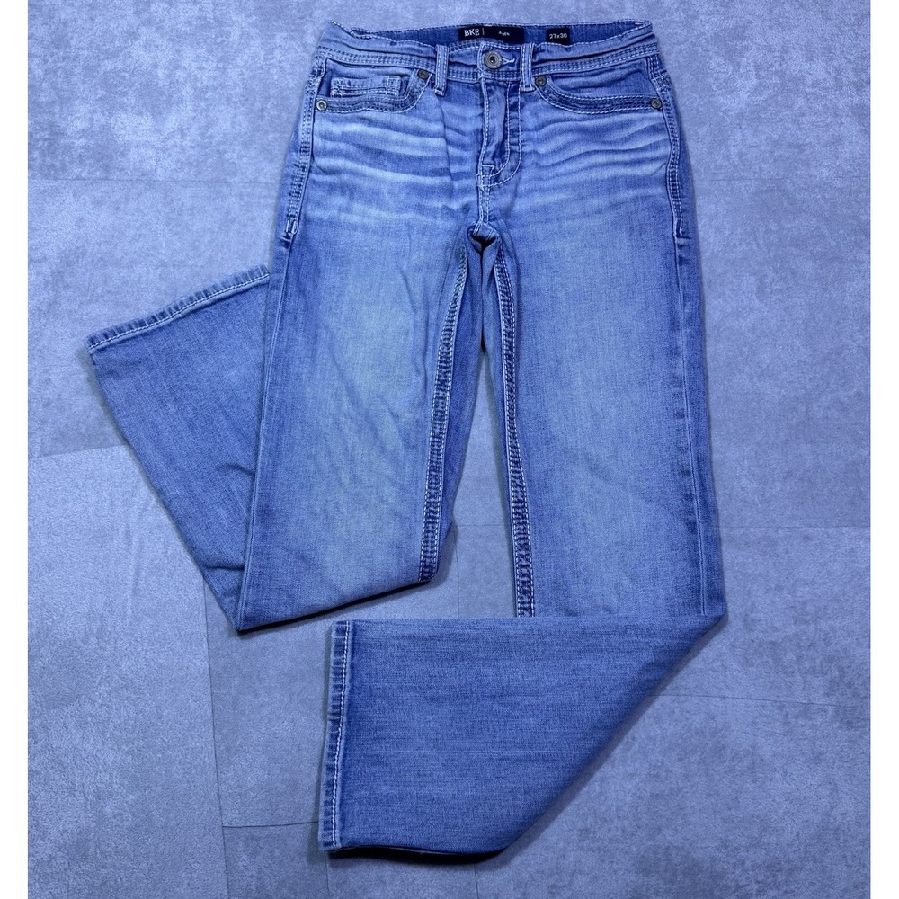 BKE Jeans Mens 27x30 ALEC Straight Leg Slim Stretch Light Wash USA Lowrise